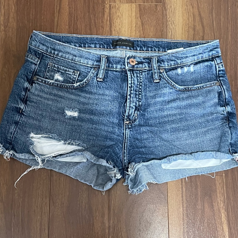 Silver Jeans Blue Distressed Jean Shorts